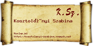 Kosztolányi Szabina névjegykártya